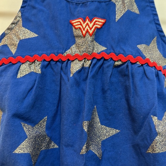 Hanna Anderson & Wonder Woman dress size 3. Red, blue & silver sparkly stars - Picture 2 of 5
